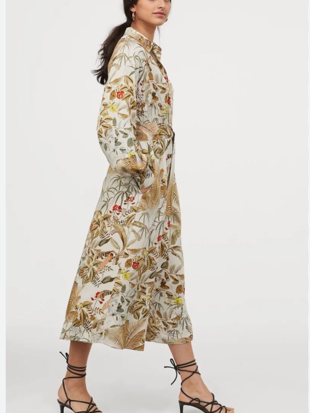 H&M patterned button up shirt dress